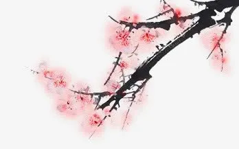 高清创意水墨风格桃花免抠