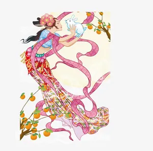 矢量中国风中秋嫦娥玉兔免抠