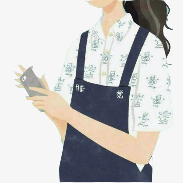 手绘美女免抠