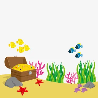 矢量卡通海底世界珊瑚群免抠