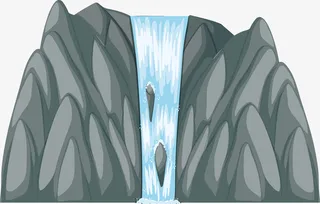 春天出游壮观瀑布免抠