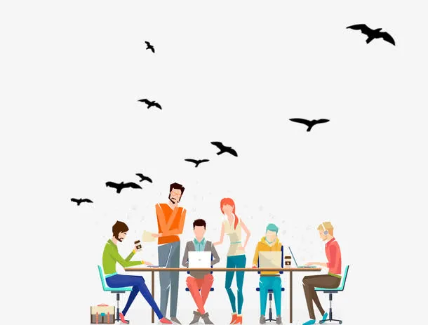 年企业团队人才招聘广告插画免抠
