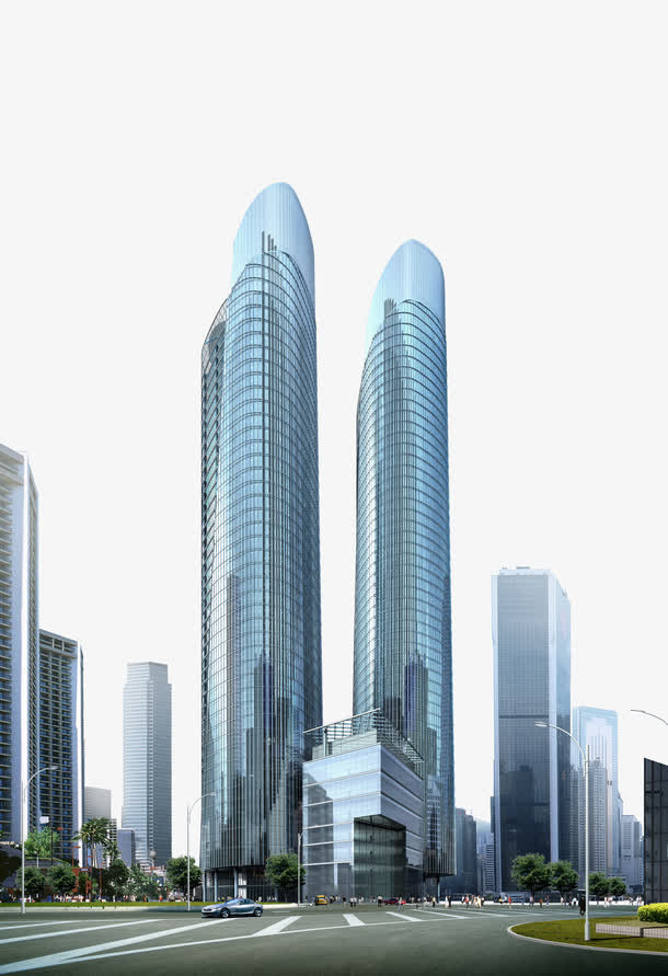 建筑效果矢量海报免抠