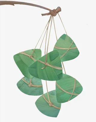 绿色创意纹理粽子美食元素免抠