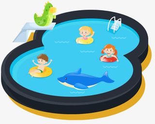 卡通游泳池免抠