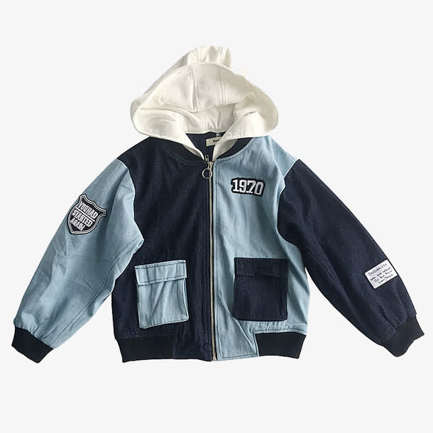 拼接牛仔外套免抠