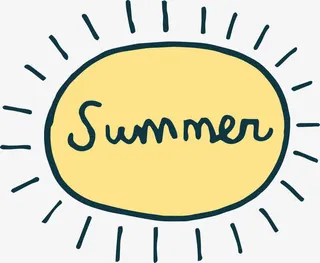手绘夏日小太阳免抠