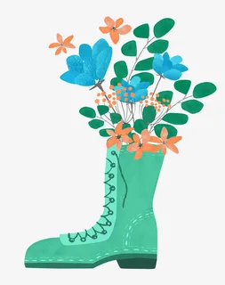 手绘卡通装饰花瓣花草装饰海报设免抠