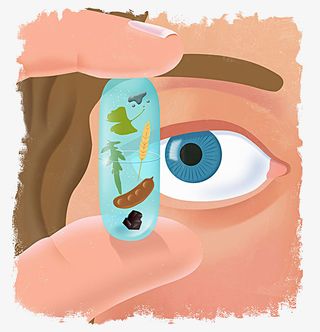 盯着植物装饰品的人手绘PNG免抠