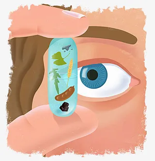 盯着植物装饰品的人手绘PNG免抠