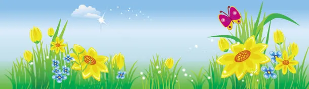 花草卡通手绘背景banner