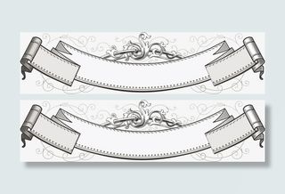 欧式复古边框飘带装饰元素免抠