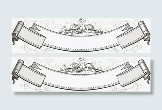 欧式复古边框飘带装饰元素免抠