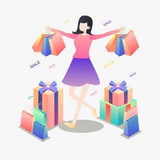 女性双十一购物免抠