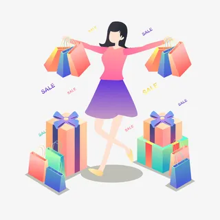 女性双十一购物免抠