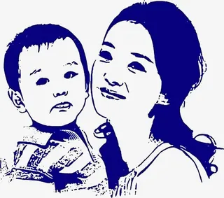 手绘温馨人物母女免抠