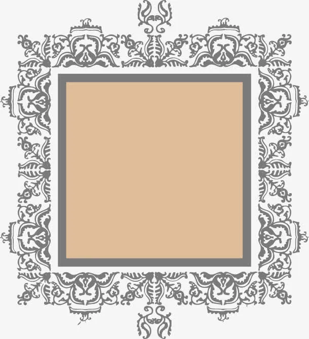 手绘褐色底纹几何花边免抠