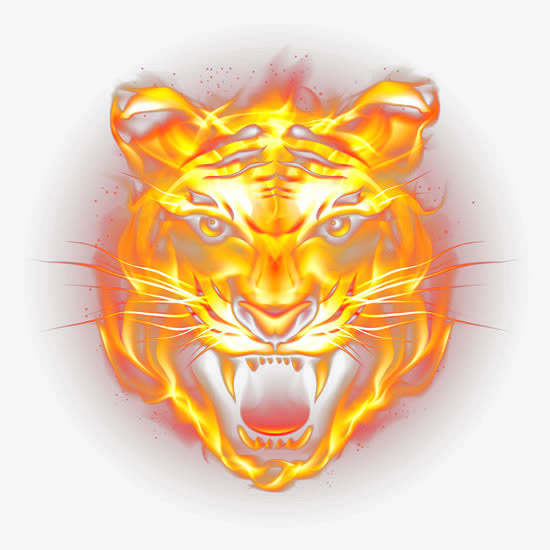 黄色火焰虎头图标免抠