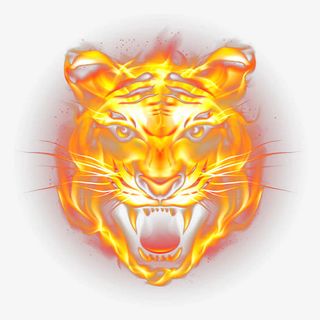 黄色火焰虎头图标免抠