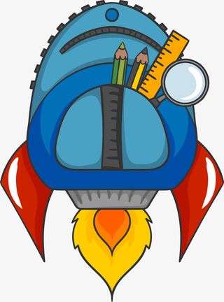 中小学生开学日火箭书包免抠