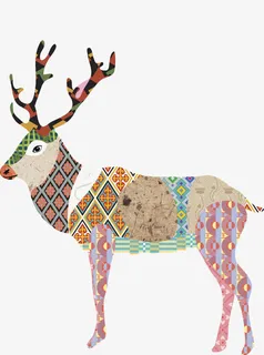 手绘驯鹿免抠
