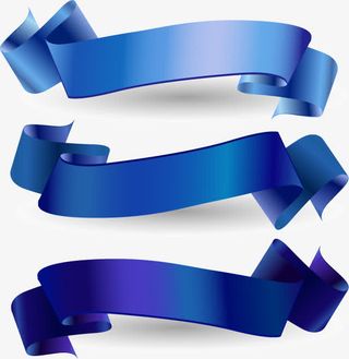 蓝色丝带banner矢量素材