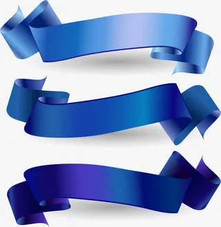蓝色丝带banner矢量素材
