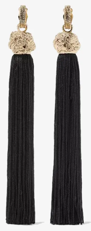 长款黑红色金属流苏耳环免抠