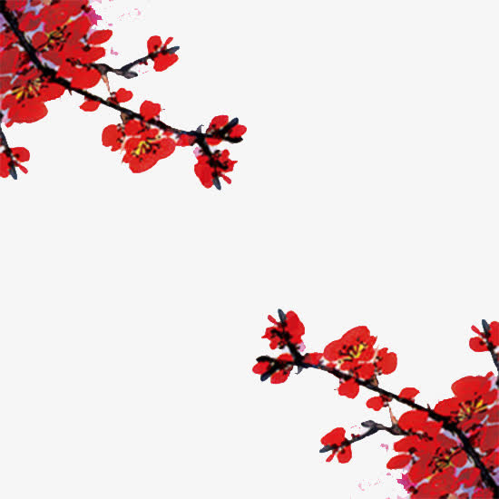 2017红色梅花元旦素材免抠