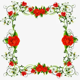 红色花朵边框免抠