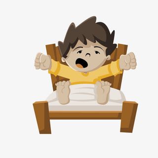 起床的卡通小男孩免抠