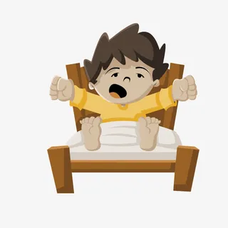 起床的卡通小男孩免抠