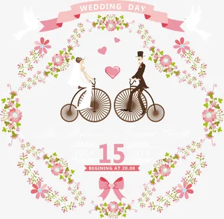 唯美结婚相框免抠