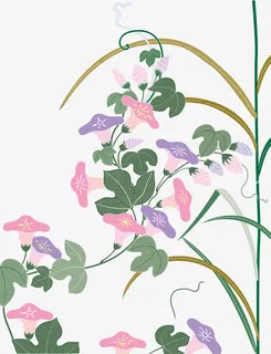 卡通手绘喇叭花花藤底纹暗纹免抠