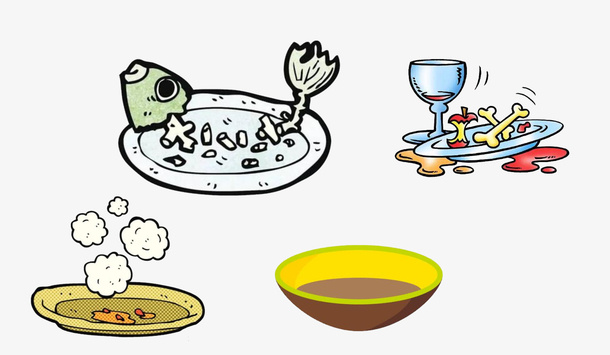 吃完的餐，剩菜，光盘行动免抠