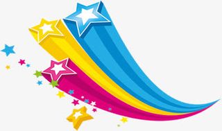 彩色新年立体星星装饰免抠