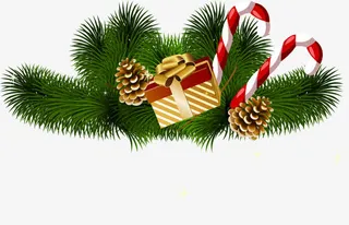 绿色圣诞树枝装饰免抠