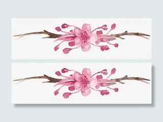 樱花水墨画免抠