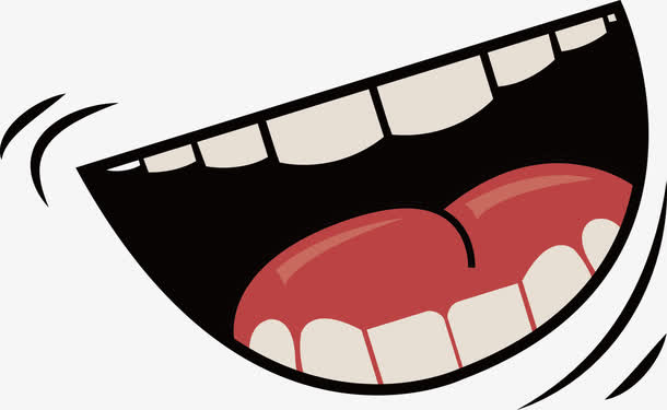 歪嘴大笑白色牙齿素材免抠
