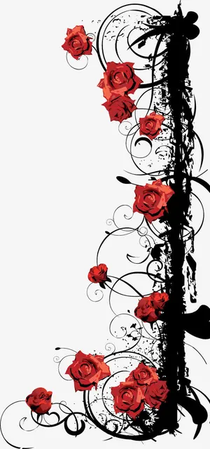 水墨玫瑰花免抠