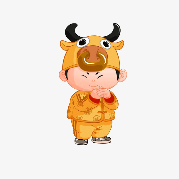 牛年拜年男娃娃免抠