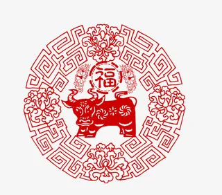 边框中的生肖牛免抠