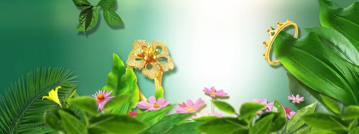 春天首饰上新文艺绿色banner高清
