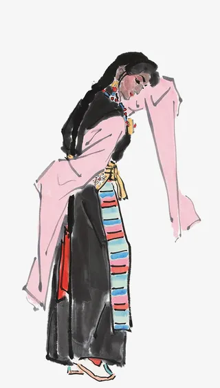 藏族水墨女性素材免抠