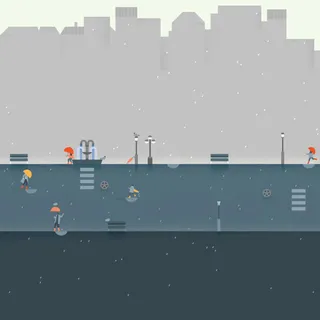 紫灰色卡通手绘壁纸免抠