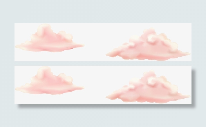 粉色清新云朵免抠