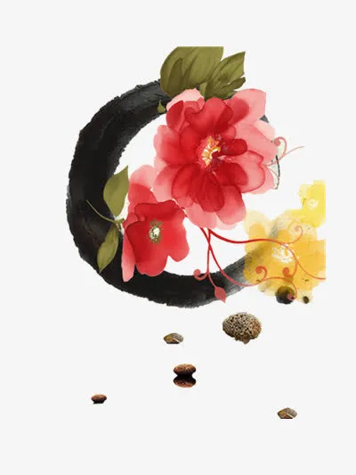 水墨花免抠