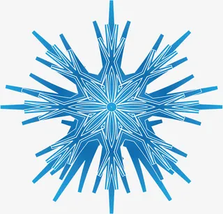 蓝色对称雪花纹理免抠