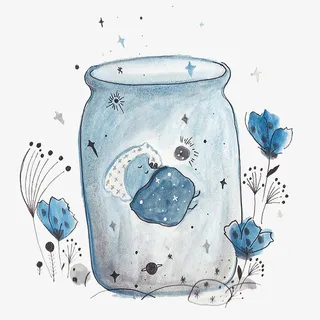 水彩玻璃瓶免抠