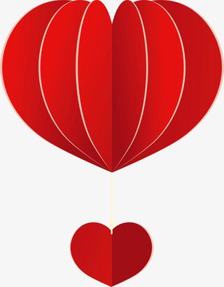 情人节红色爱心热气球免抠